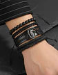 Pack X4 manillas Cuero Negro para Hombre y Mujer pulsera emblema Superman - Miniatura 7
