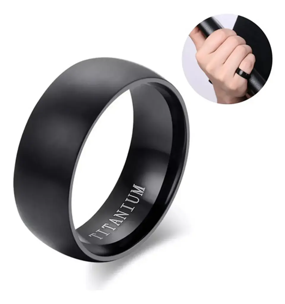 Anillo Acero Inoxidable Titanio Argolla Negro Hombre Y Mujer 1
