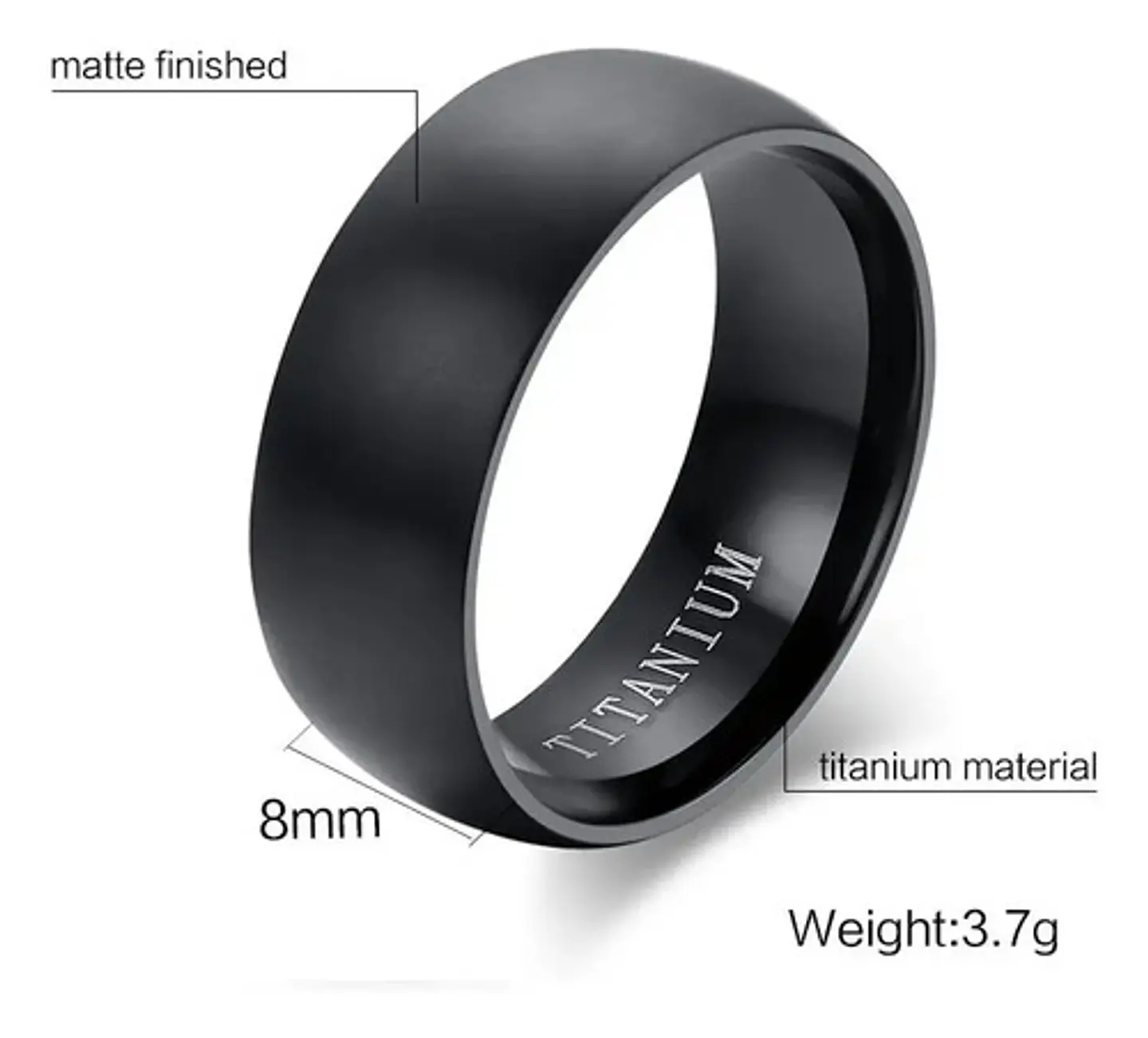 Anillo Acero Inoxidable Titanio Argolla Negro Hombre Y Mujer 2
