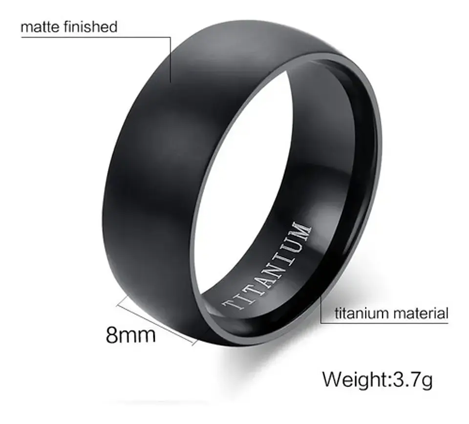 Anillo Acero Inoxidable Titanio Argolla Negro Hombre Y Mujer 2