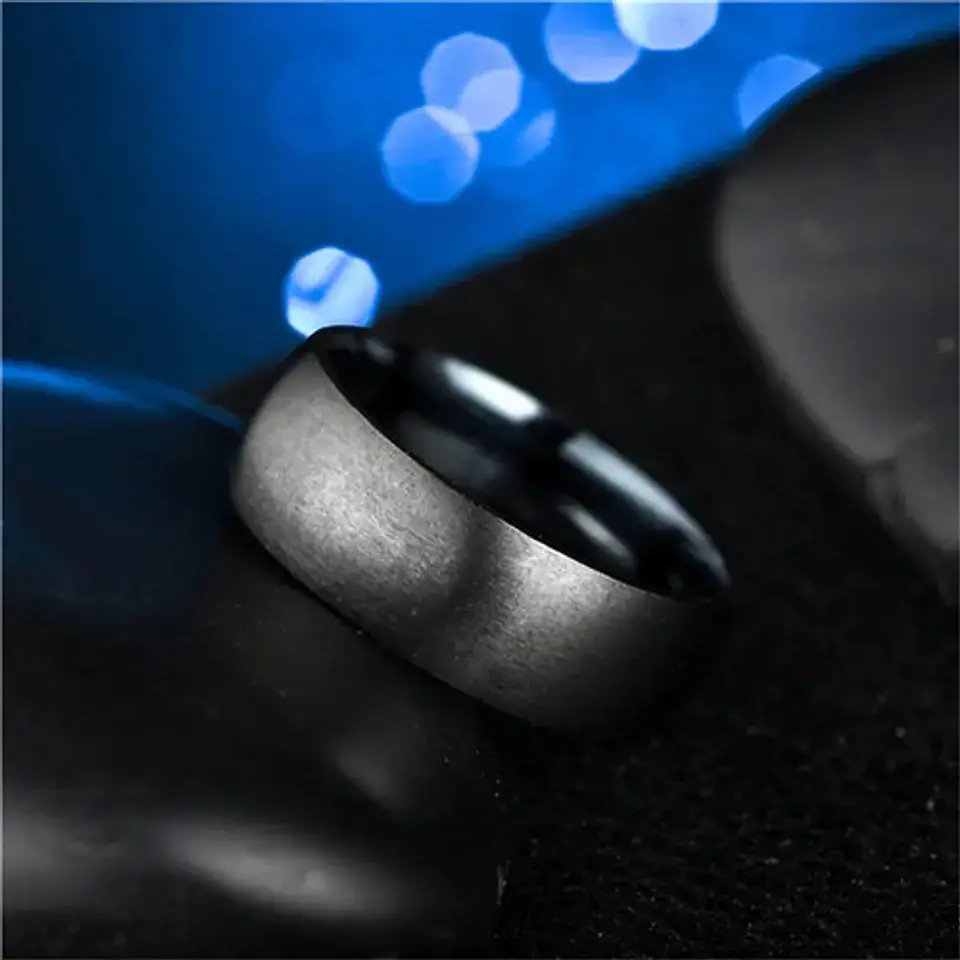 Anillo Acero Inoxidable Titanio Argolla Negro Hombre Y Mujer 5