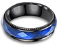 Anillo negro en Acero argolla para hombre banda Color Piedra Azul - Miniatura 3