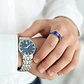 Anillo negro en Acero argolla para hombre banda Color Piedra Azul - Miniatura 4