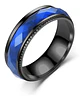 Anillo negro en Acero argolla para hombre banda Color Piedra Azul - Miniatura 7