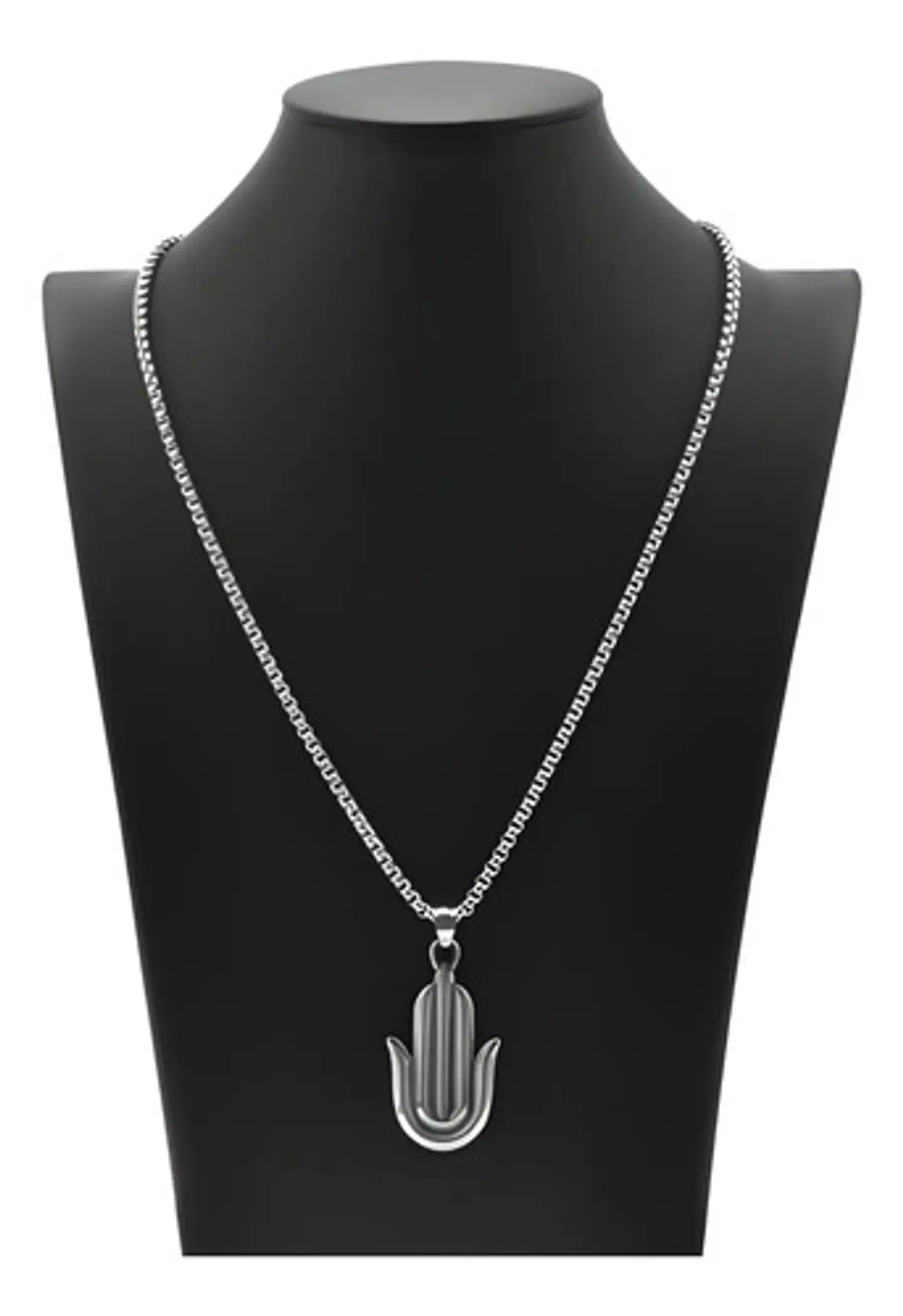 Collar Acero Inoxidable Color Plata Mano Jamsa Hamsa Hombre Plateado 5