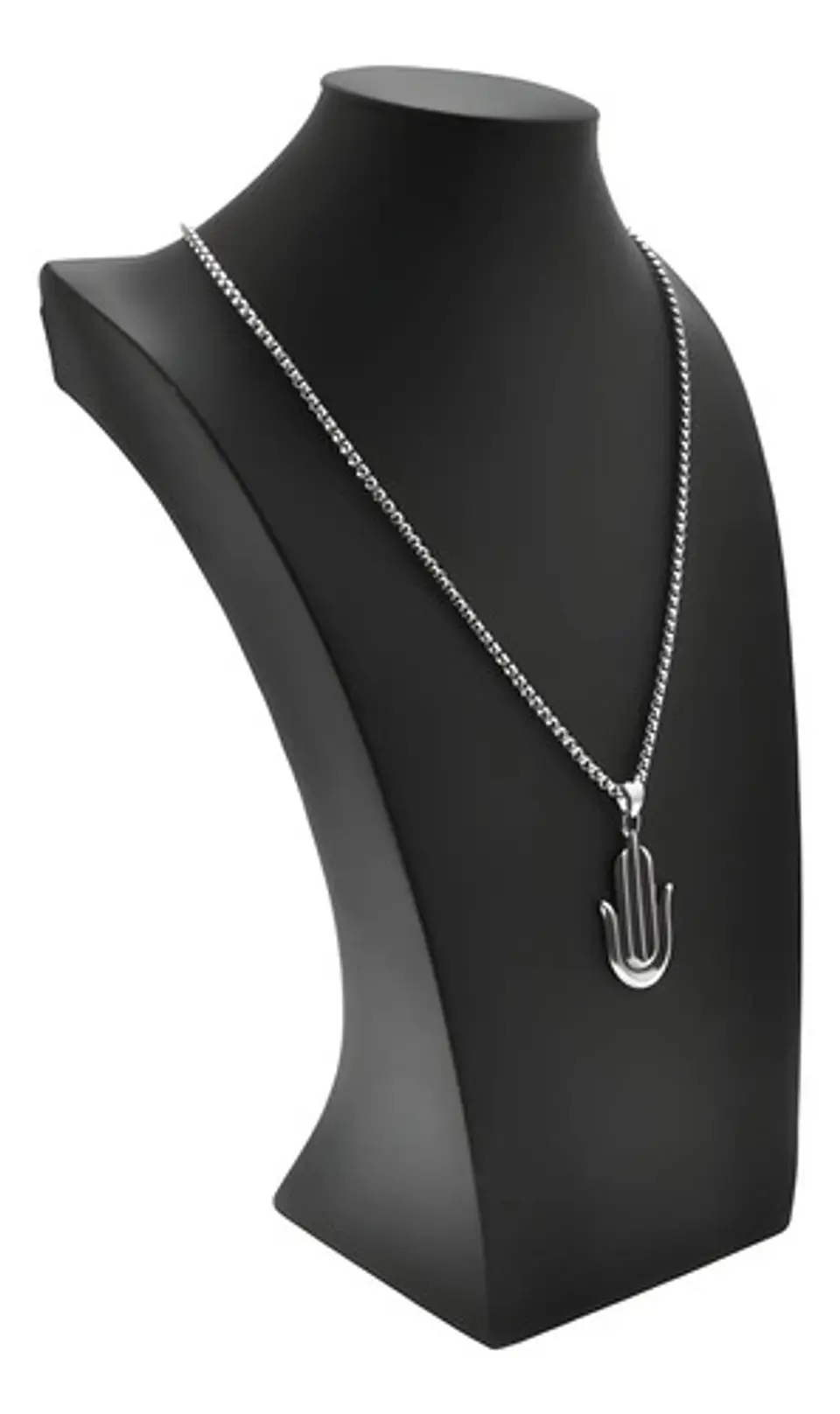 Collar Acero Inoxidable Color Plata Mano Jamsa Hamsa Hombre Plateado 8