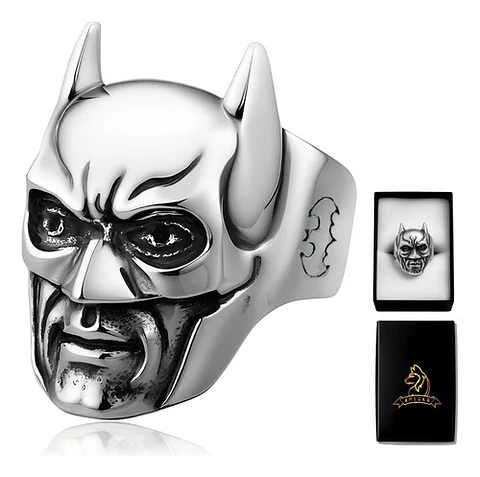 Anillo en Acero Para Hombre cabeza Batman Héroe