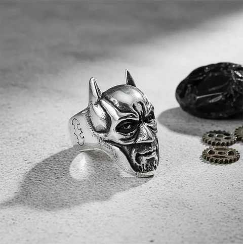 Anillo en Acero Para Hombre cabeza Batman Héroe
