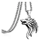 Collar vikingo en Acero para hombre dije cabeza Lobo nórdico - Miniatura 1