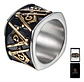 Anillo Acero Inoxidable Color Oro Mason Masoneria Hombre - Miniatura 1