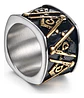 Anillo Acero Inoxidable Color Oro Mason Masoneria Hombre - Miniatura 3