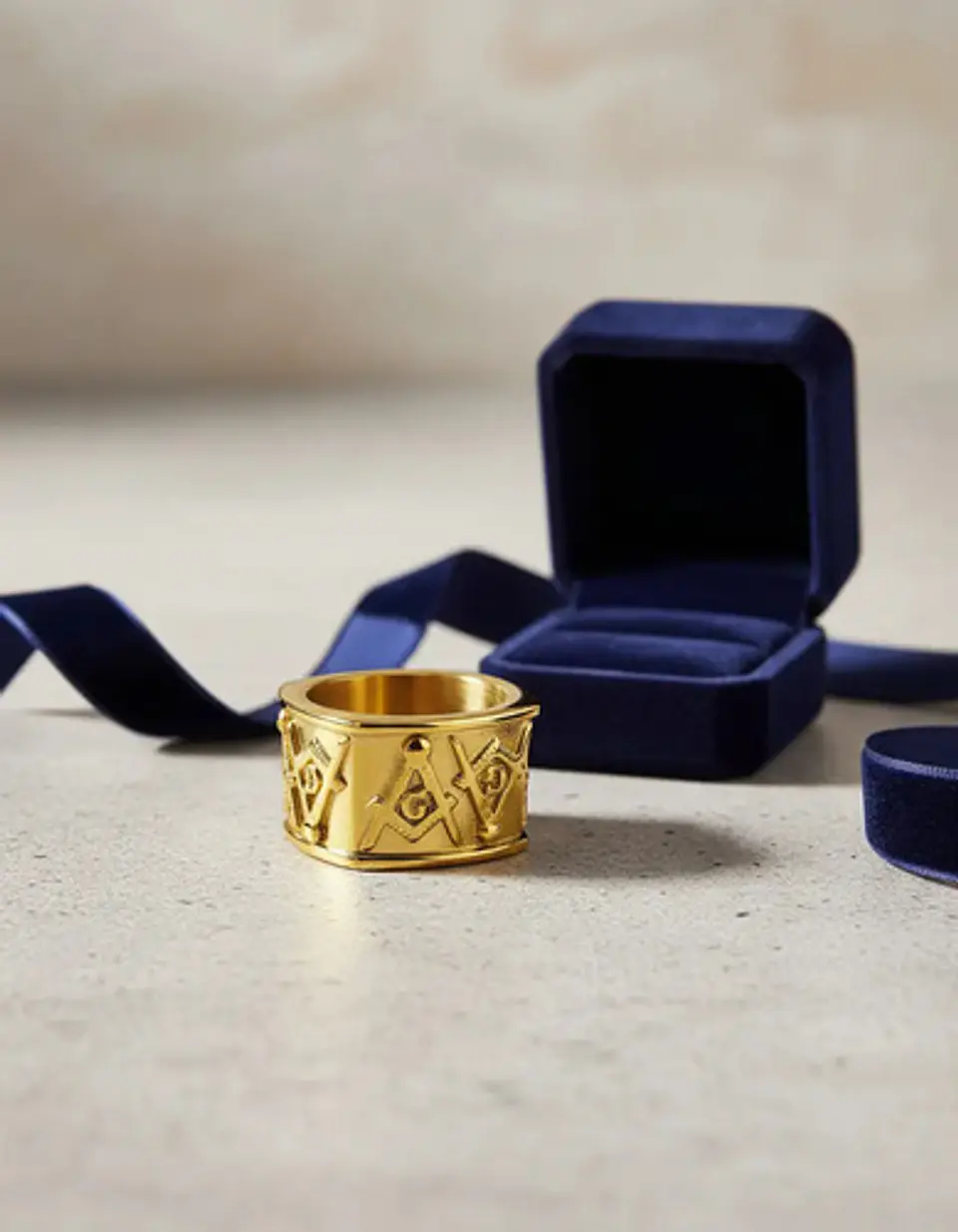 Anillo Acero Inoxidable Color Oro Mason Masoneria Hombre 14