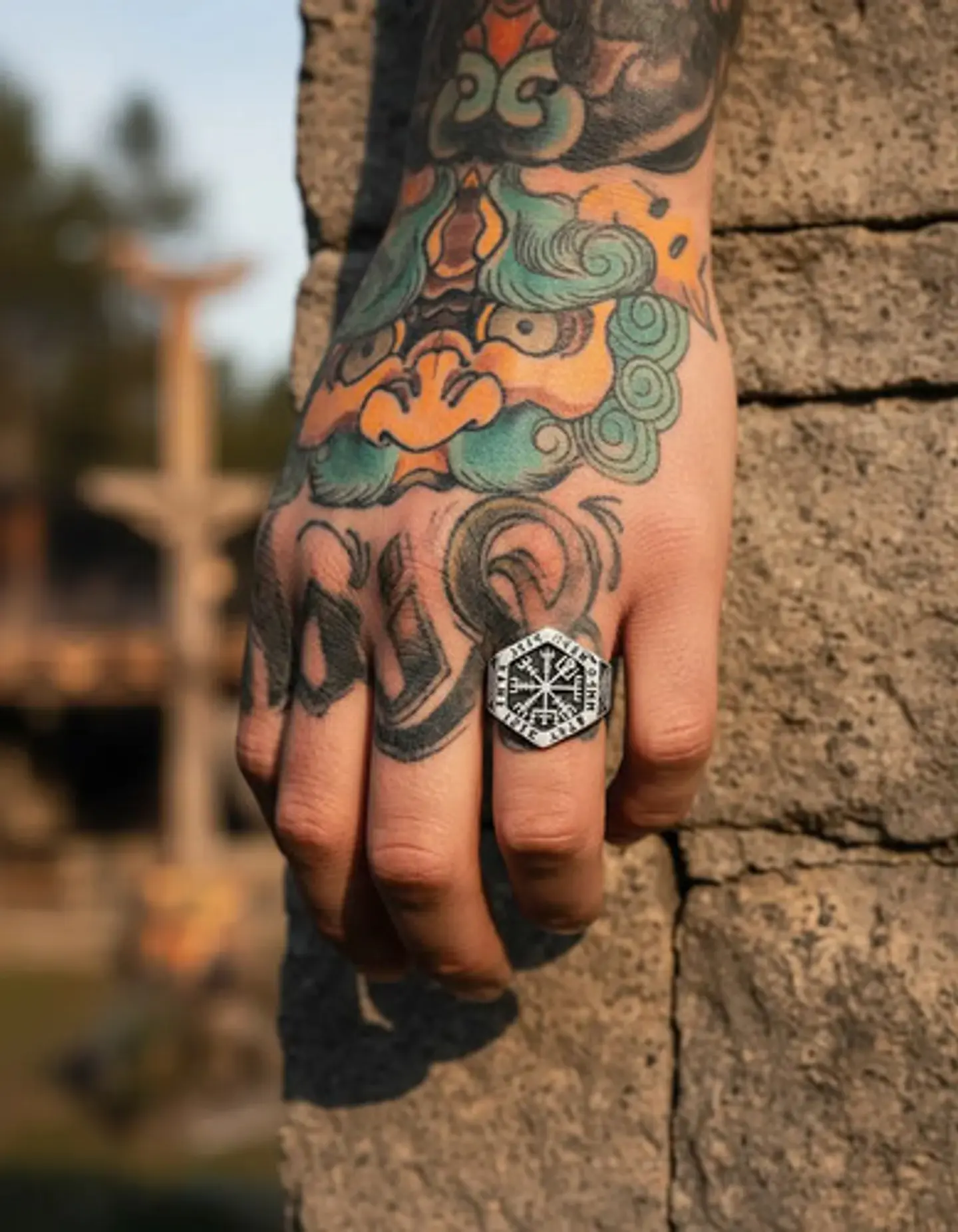 Anillo Vikingo en Acero para hombre y mujer Brújula vegvisir valknut  9