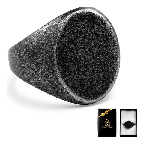 Anillo en Acero envejecido Industrial Forma Oval Para Hombre