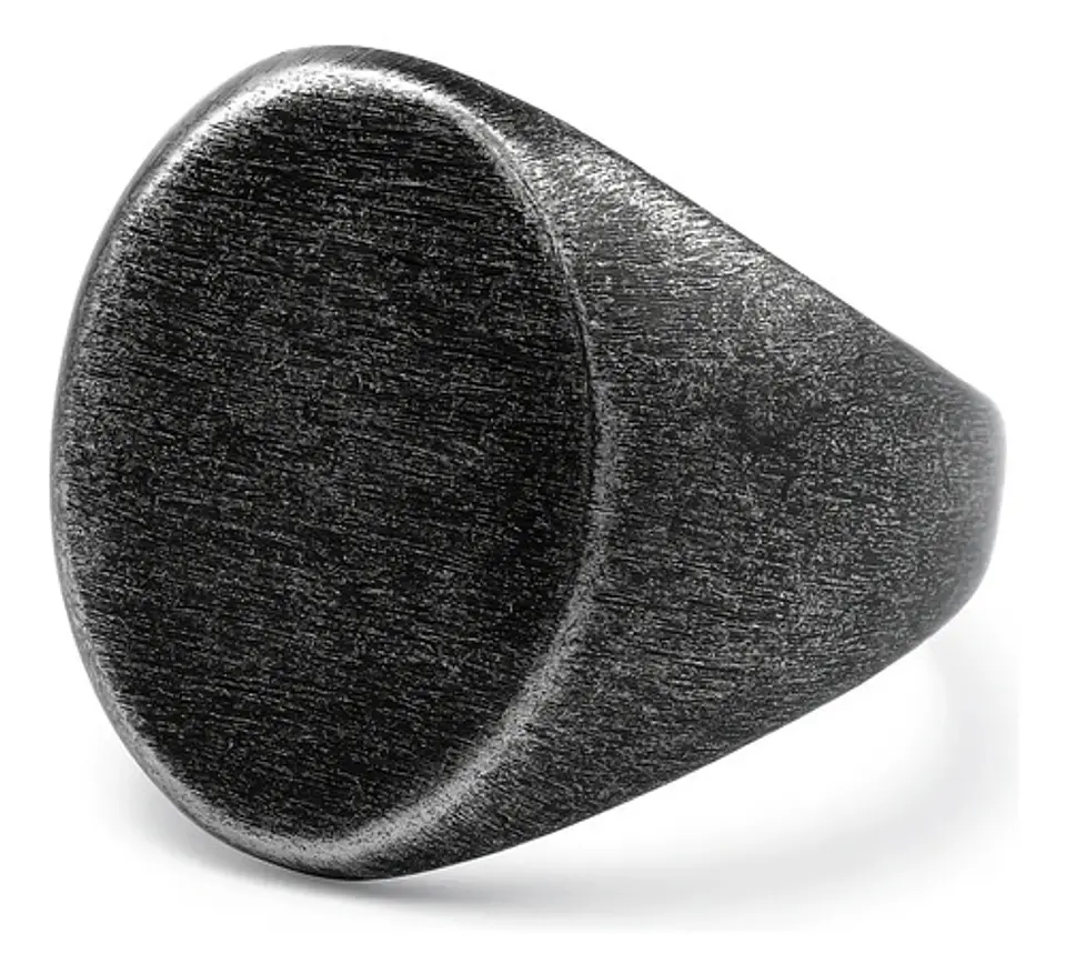Anillo en Acero envejecido Industrial Forma Oval Para Hombre 3