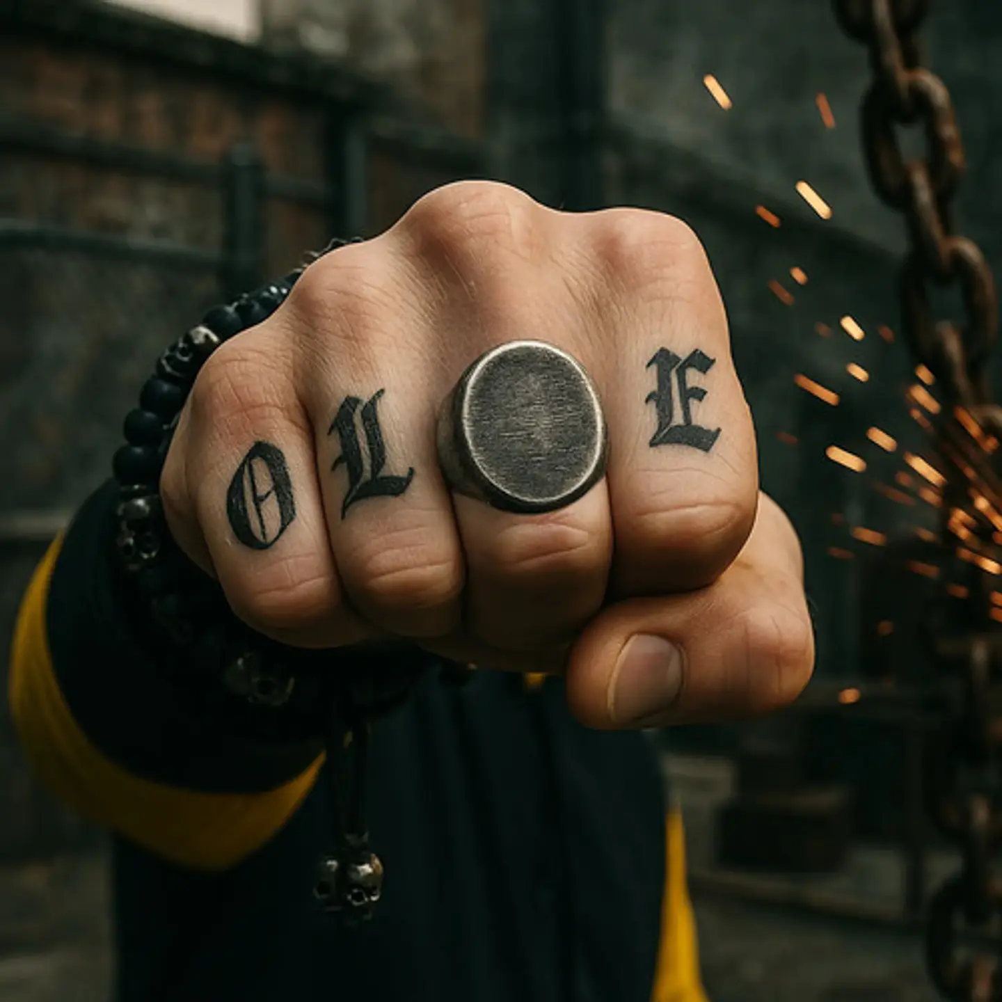 Anillo en Acero envejecido Industrial Forma Oval Para Hombre 9