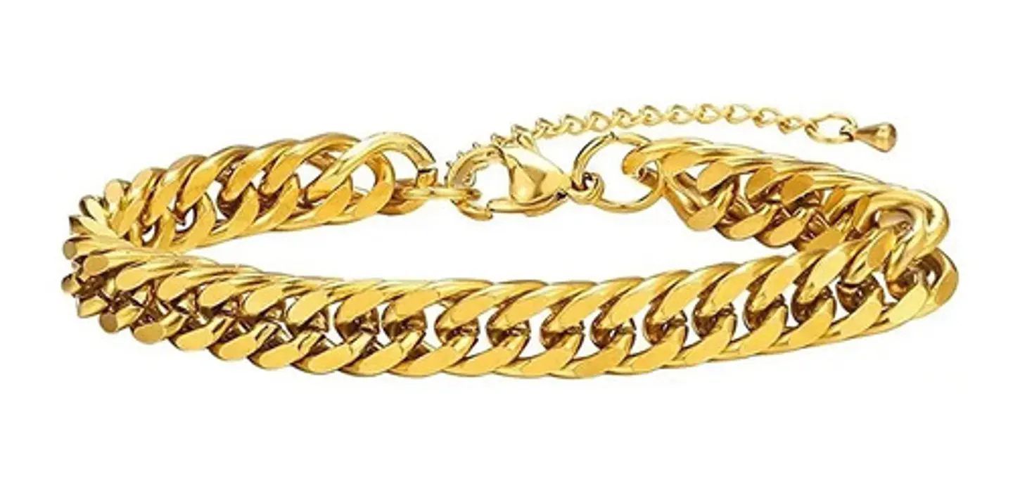 Pulsera Manilla Acero Inoxidable Color Oro Cadena Hombre 1