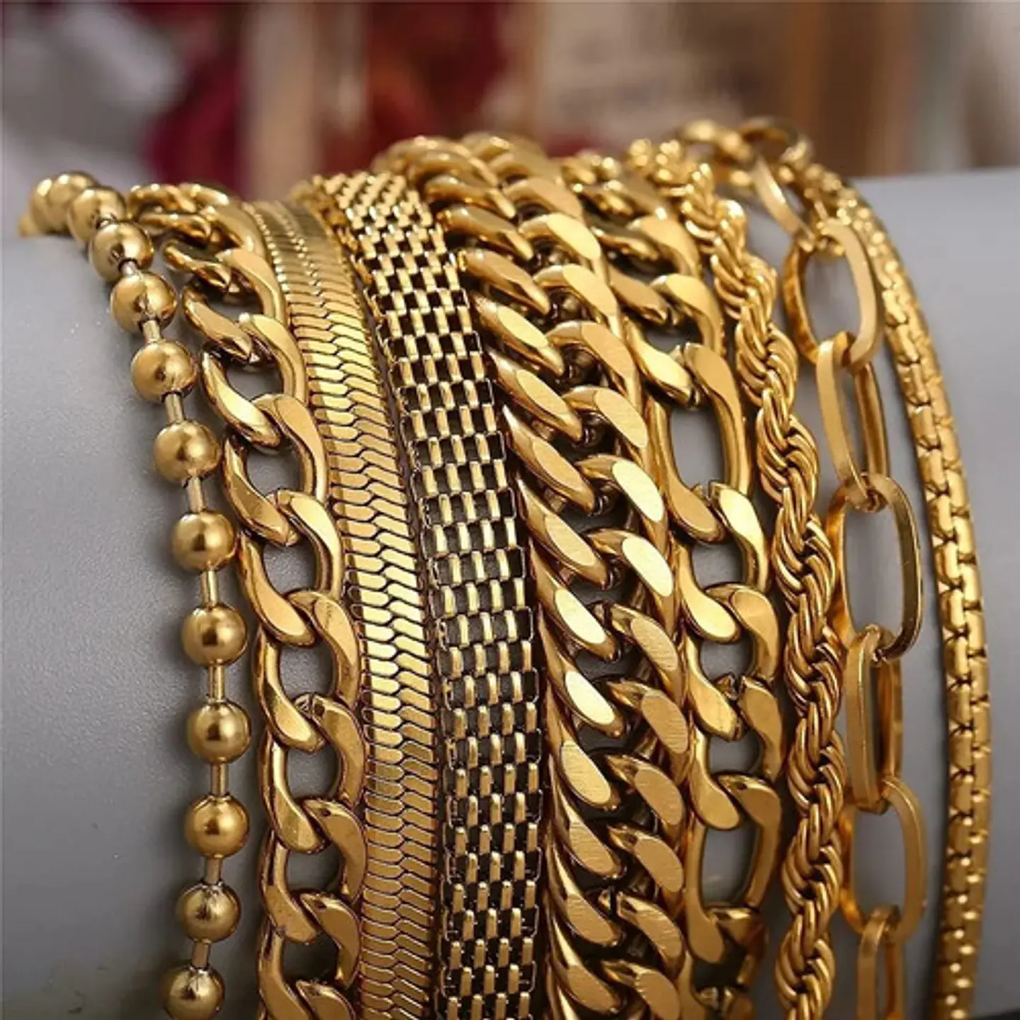 Pulsera Manilla Acero Inoxidable Color Oro Cadena Hombre 3