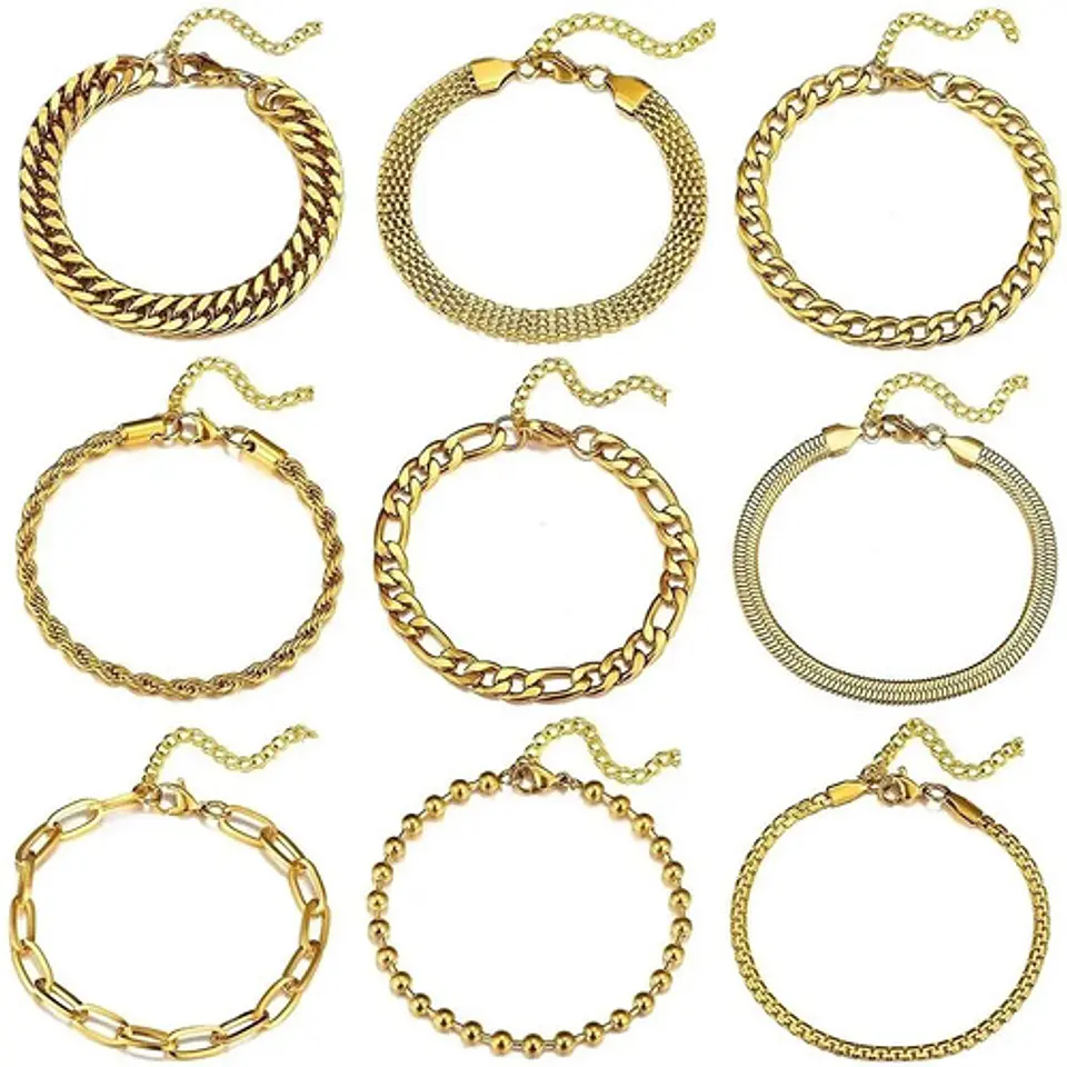 Pulsera Manilla Acero Inoxidable Color Oro Cadena Hombre 18