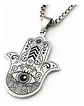 Collar En Acero Para Hombre Dije Color Plata Mano De Hamsa - Miniatura 1