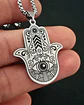 Collar En Acero Para Hombre Dije Color Plata Mano De Hamsa - Miniatura 10