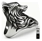 Anillo plateado Vikingo en Acero Para Hombre forma de Lobo - Miniatura 1