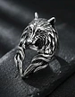 Anillo plateado Vikingo en Acero Para Hombre forma de Lobo - Miniatura 8