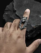 Anillo plateado Vikingo en Acero Para Hombre forma de Lobo - Miniatura 9