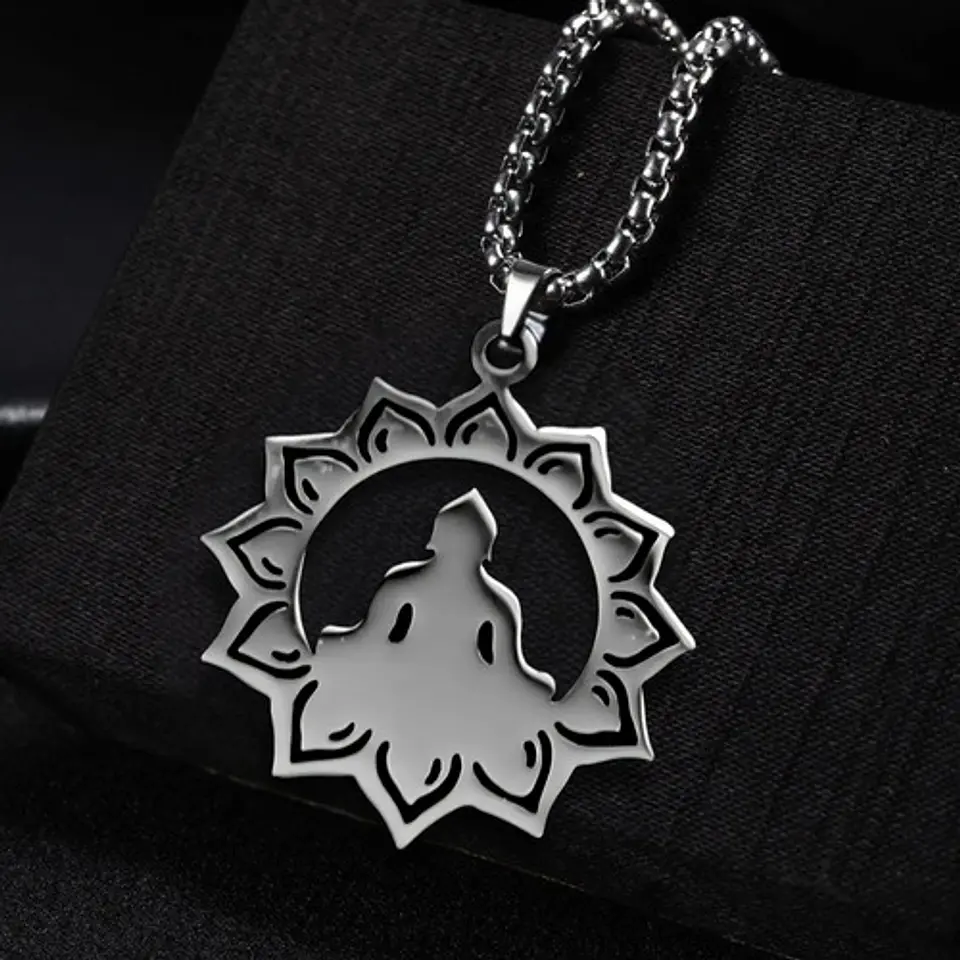 Collar en acero Para Hombres y Mujeres Dije Buda Loto Yoga 4