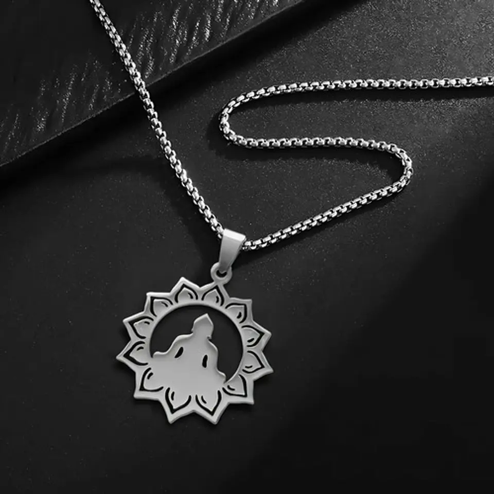 Collar en acero Para Hombres y Mujeres Dije Buda Loto Yoga 6