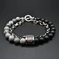 Pulsera Piedras Naturales Color Plat Acero Inoxidable Hombre - Miniatura 2