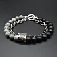 Pulsera Piedras Naturales Color Plat Acero Inoxidable Hombre - Miniatura 3