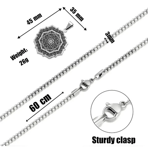 Collar en Acero para hombre y mujer dije Yoga Chakras Flor Loto 