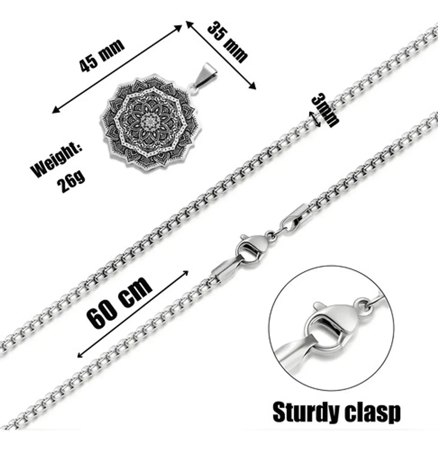 Collar en Acero para hombre y mujer dije Yoga Chakras Flor Loto  2