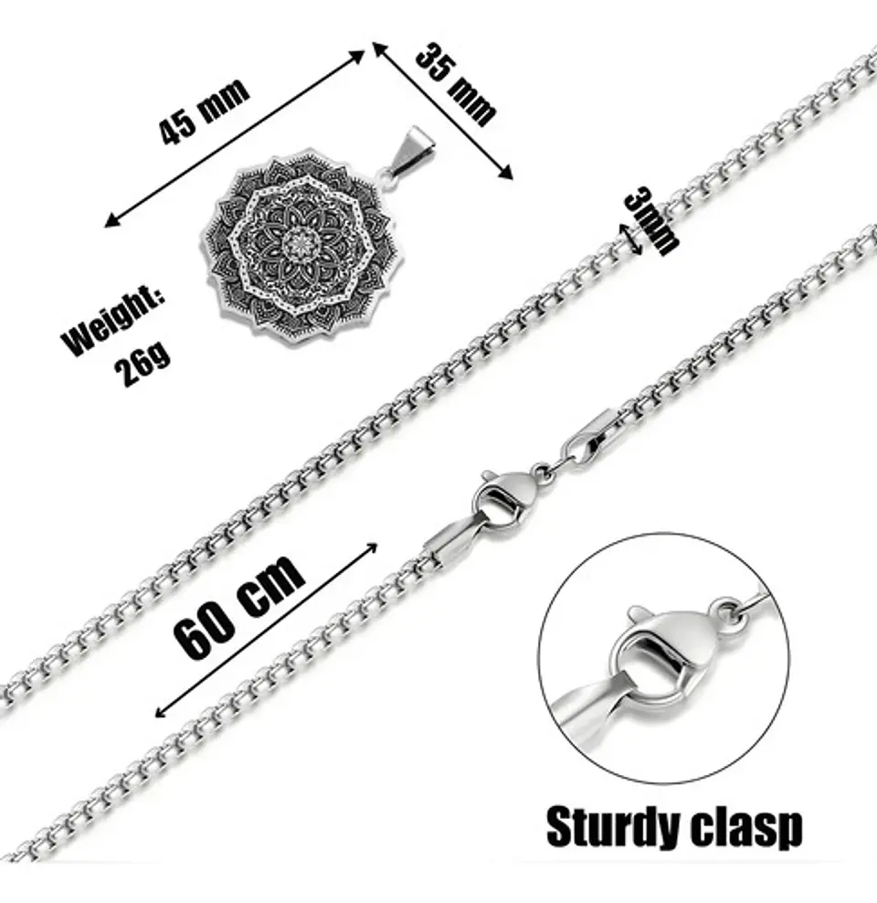 Collar en Acero para hombre y mujer dije Yoga Chakras Flor Loto  2