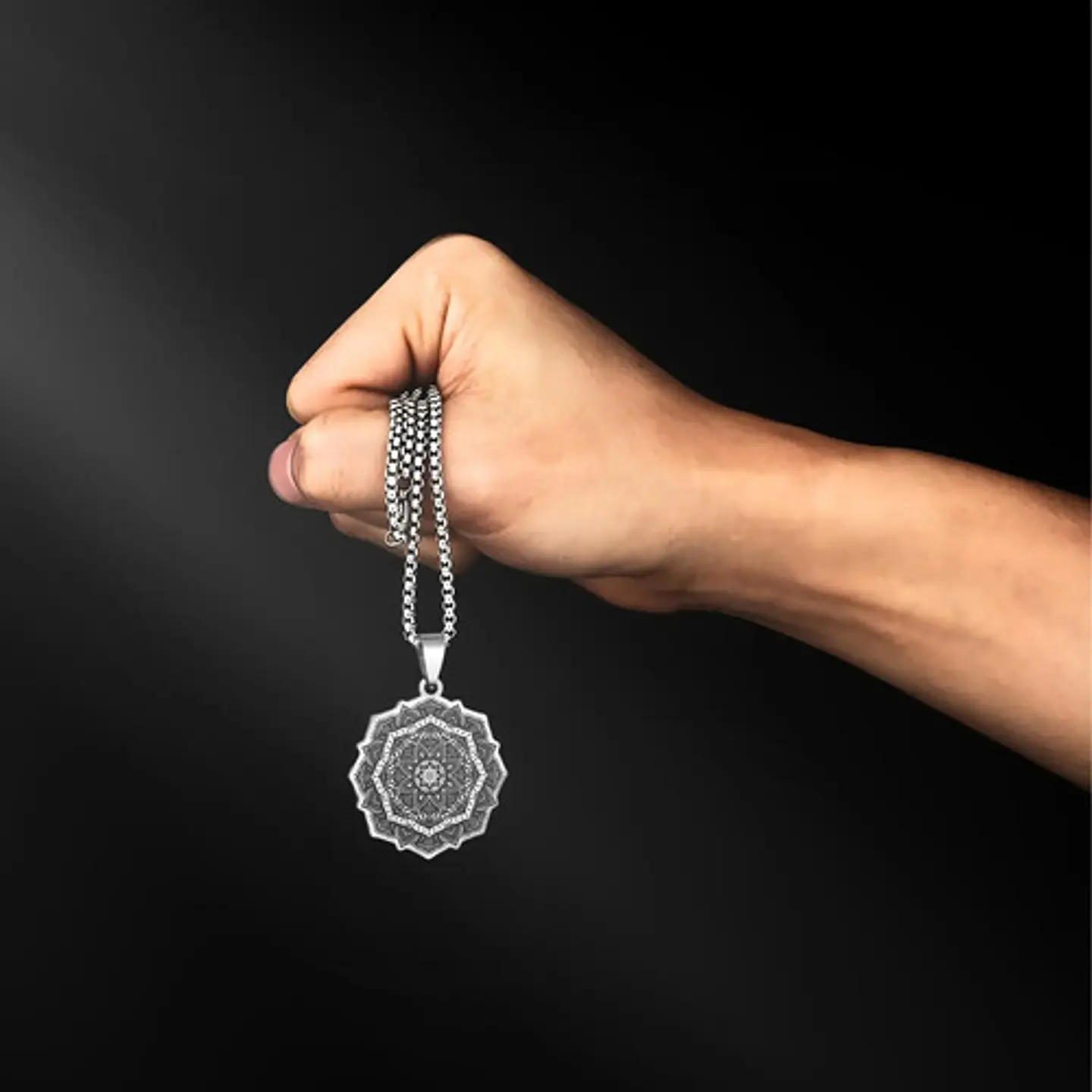 Collar en Acero para hombre y mujer dije Yoga Chakras Flor Loto  10