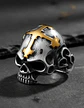 Anillo gotico en Acero Para Hombre y mujer forma de Cráneo Cruz Calavera - Miniatura 3