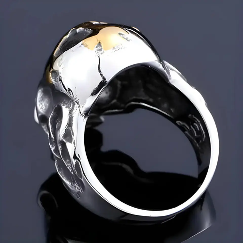 Anillo gotico en Acero Para Hombre y mujer forma de Cráneo Cruz Calavera 7
