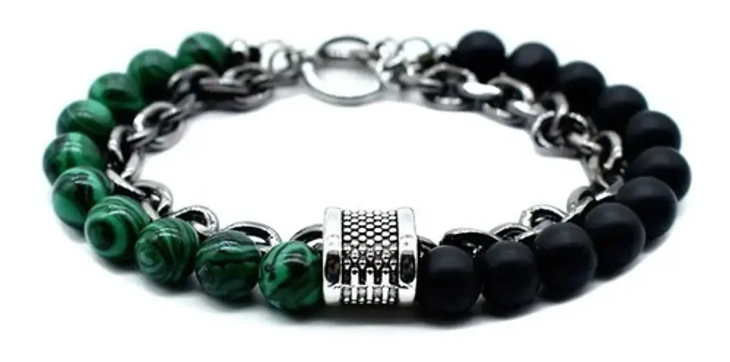 Pulsera en Acero para hombres con cadena y Piedras Naturales 2