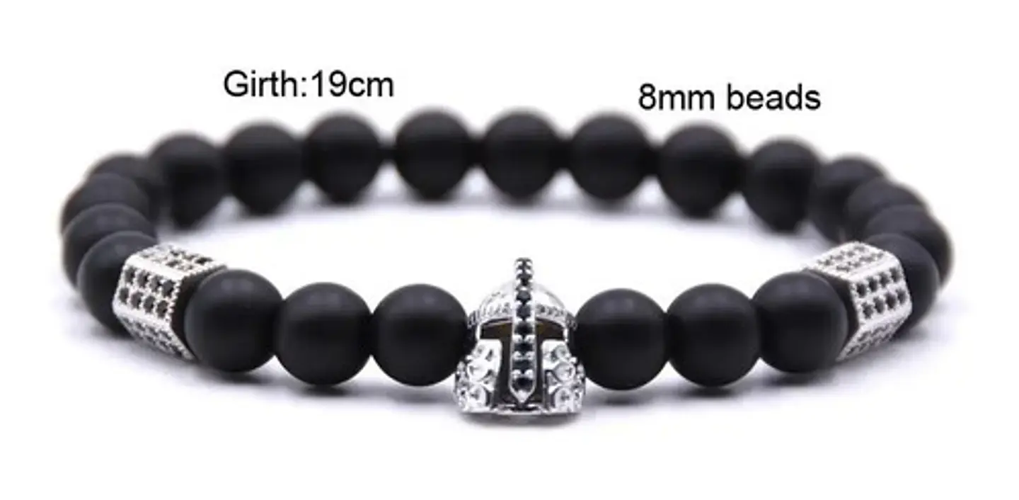 Pulsera Para Hombres manilla con Piedras Naturales Casco Guerrero  3