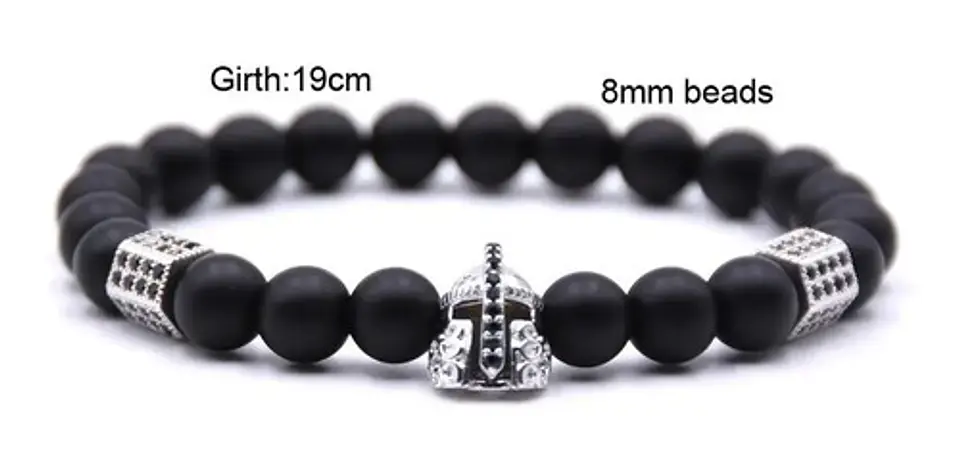 Pulsera Para Hombres manilla con Piedras Naturales Casco Guerrero  3