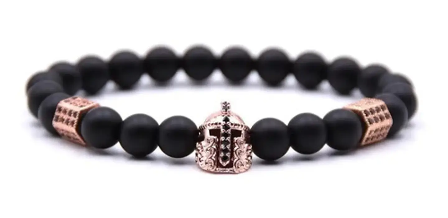 Pulsera Para Hombres manilla con Piedras Naturales Casco Guerrero  4