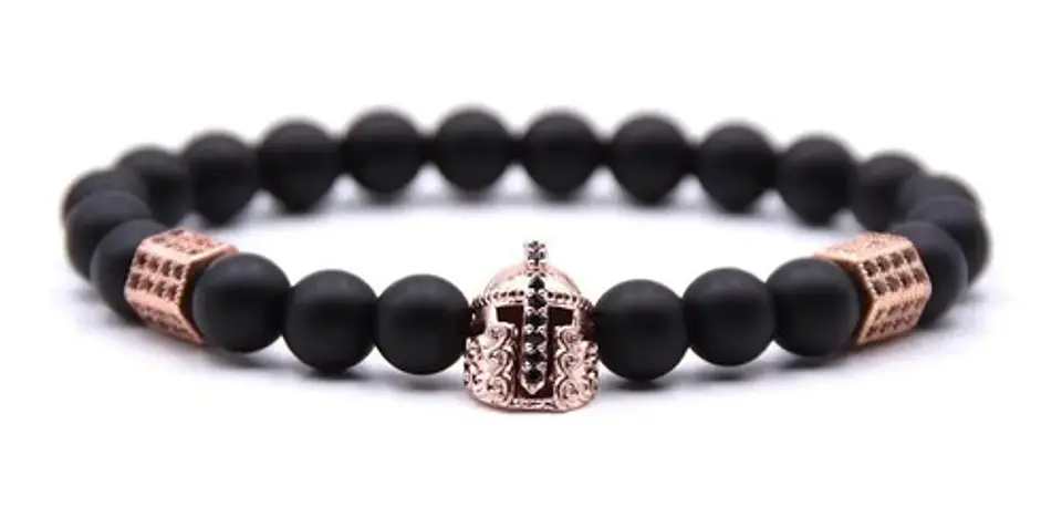 Pulsera Para Hombres manilla con Piedras Naturales Casco Guerrero  4