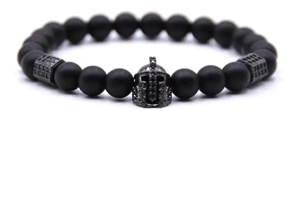 Pulsera Para Hombres manilla con Piedras Naturales Casco Guerrero  5