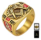 Anillo Mason Para Hombres en Acero Vintage Símbolo escuadra piedra - Miniatura 1