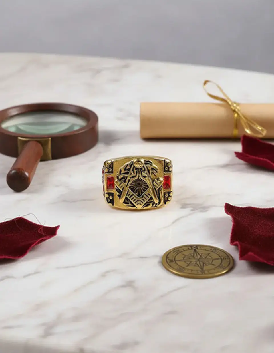 Anillo Mason Para Hombres en Acero Vintage Símbolo escuadra piedra 6