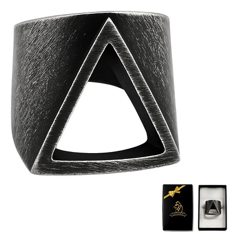 Anillo industrial en acero Para Hombres Triangular Polaco minimalista