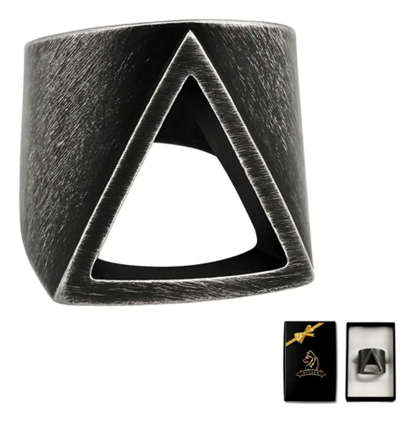 Anillo industrial en acero Para Hombres Triangular Polaco minimalista 1