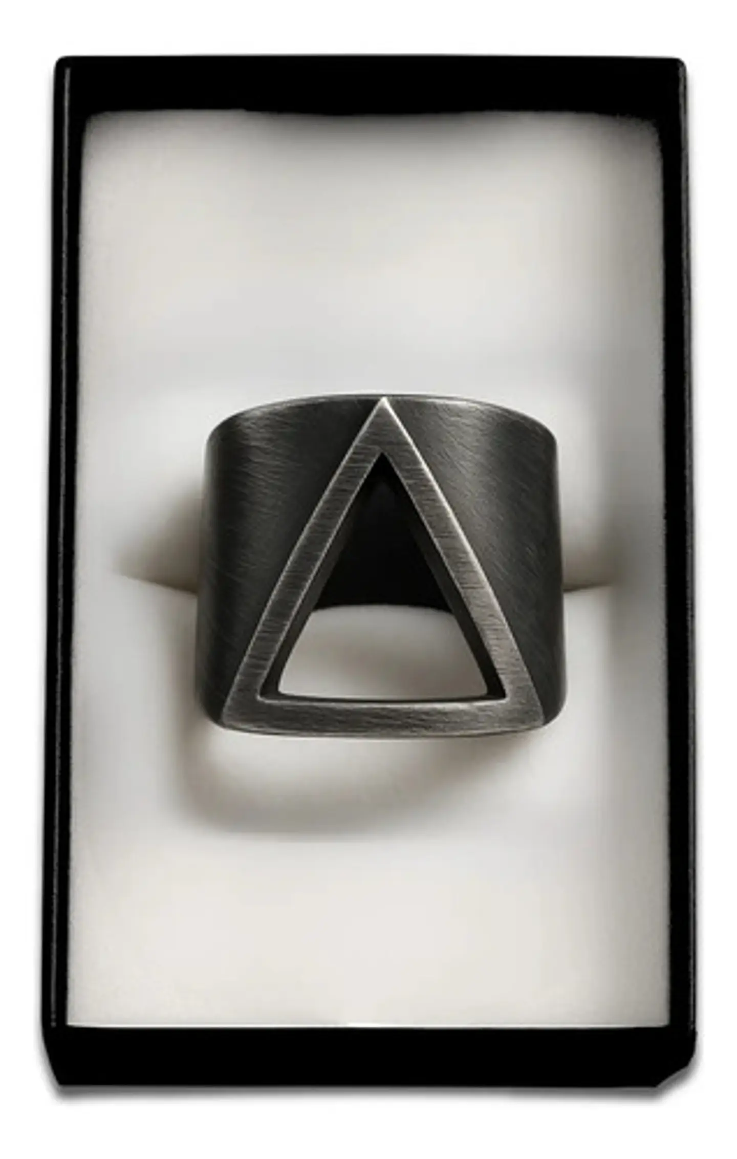 Anillo industrial en acero Para Hombres Triangular Polaco minimalista 2
