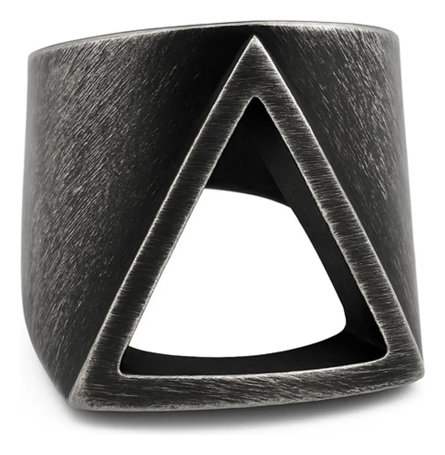 Anillo industrial en acero Para Hombres Triangular Polaco minimalista 3
